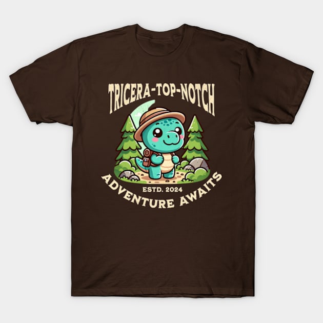 Tricera-top-notch: Adventure Awaits T-Shirt by OurCelo